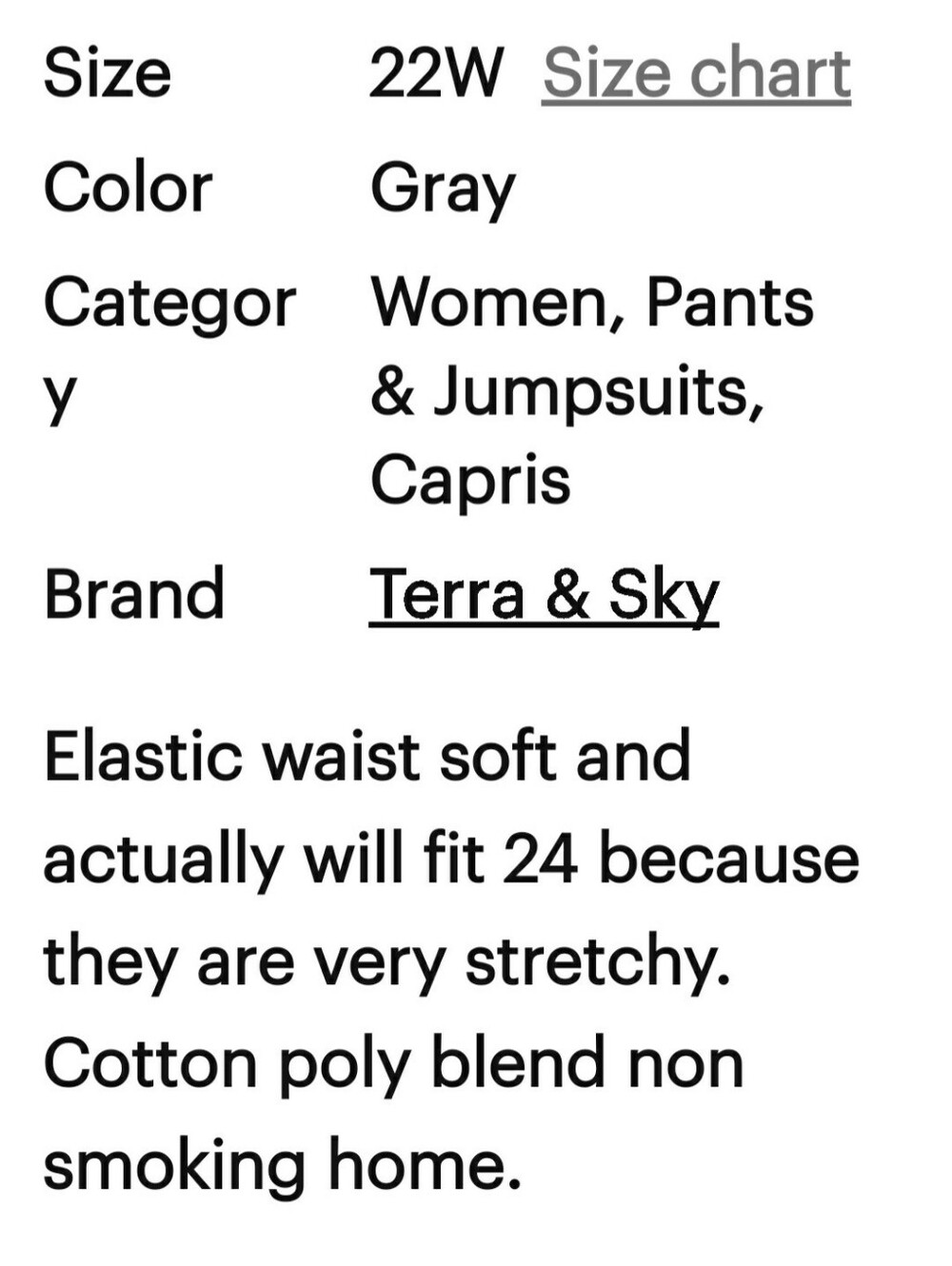 Terra & Sky Charcoal Gray Capri Pants, 2X (20W - 22W) - Picture 4 of 7